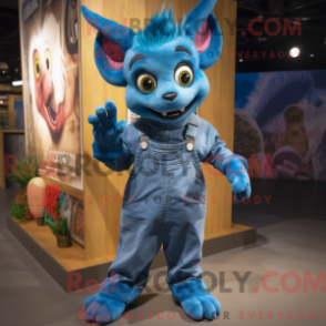 Fantasia de mascote de Chupacabra azul com macacão e luvas - Mascotes chupacabras - REBROKO_285622 - RedBrokoly.com