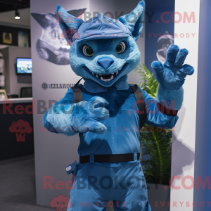 Fantasia de mascote de Chupacabra azul com macacão e luvas - Mascotes chupacabras - REBROKO_285623 - RedBrokoly.com