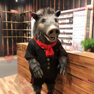 Svart villsvin maskot drakt...