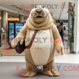 Tan Walrus mascottekostuum...