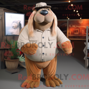 Tan Walrus-maskotdraktfigur...