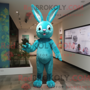 Teal Rabbit mascottekostuum...