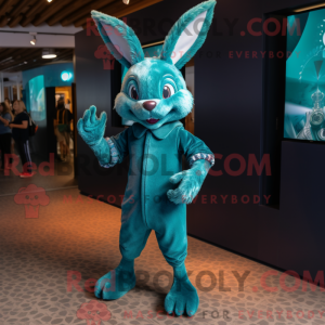 Teal Rabbit mascottekostuum...