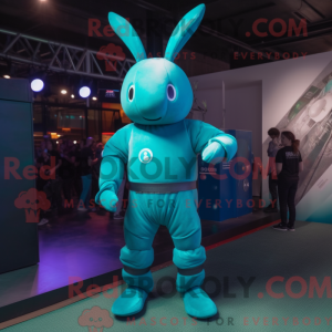 Teal Rabbit mascottekostuum...