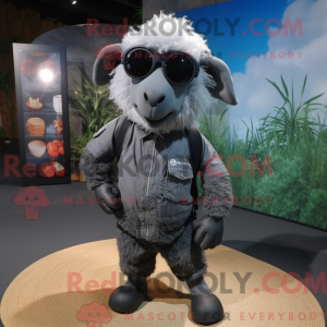 Gray Suffolk Sheep mascot...