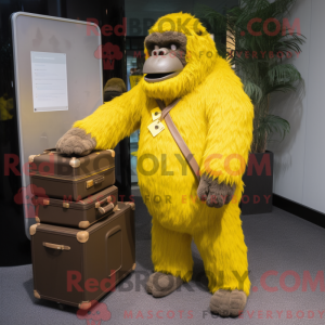 Gul Gorilla maskot kostume...