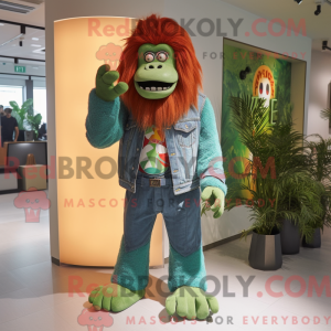 Grøn orangutang maskot...