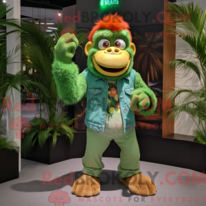 Grön orangutang maskot...