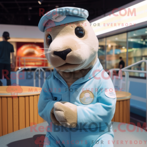 Sky Blue Sea Lion mascot...