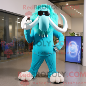 Cyan Mammoth maskot kostume...
