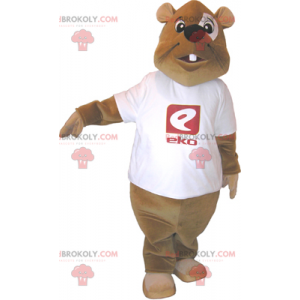 Mascotte de castor avec tee-shirt - Redbrokoly.com