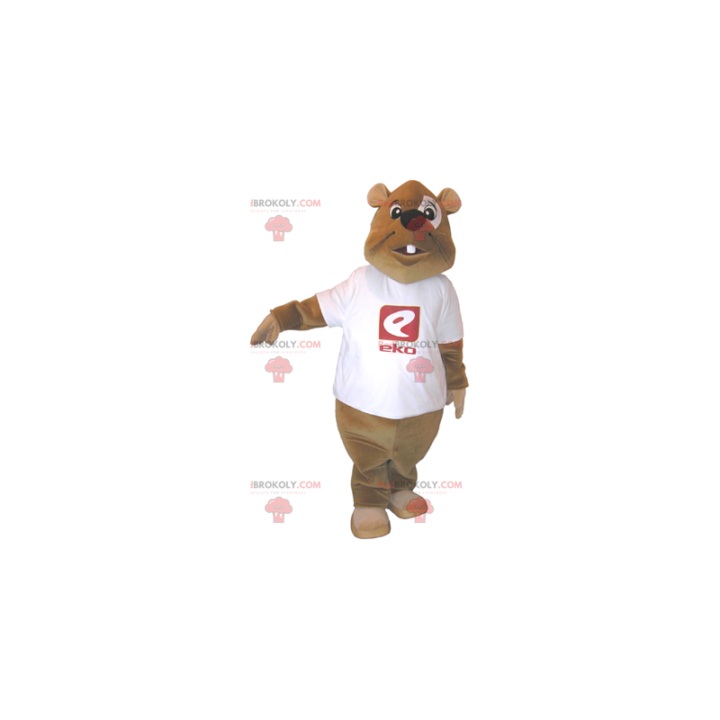 Biber Maskottchen mit T-Shirt - Redbrokoly.com