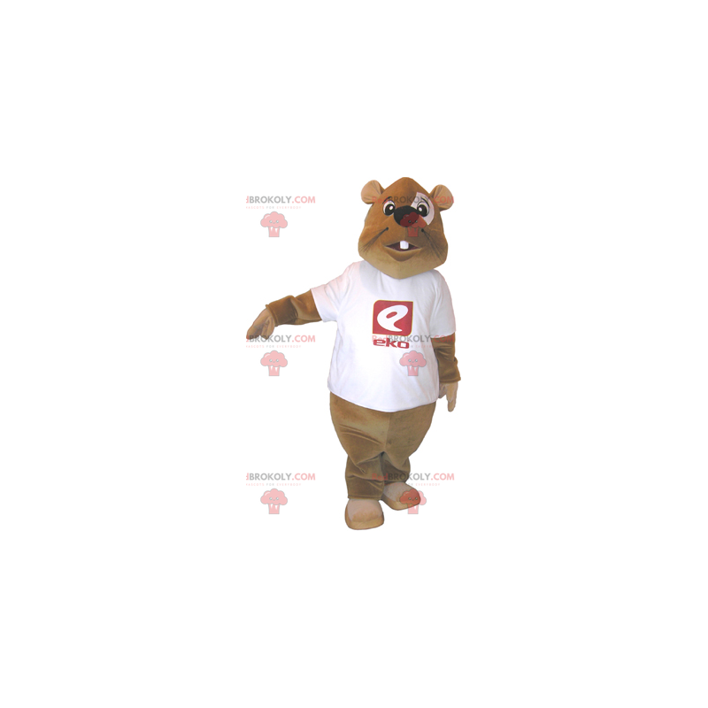 Mascote do castor com camiseta - Redbrokoly.com
