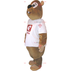 Mascota de castor con camiseta - Redbrokoly.com