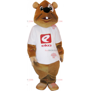 Beaver maskot med t-skjorte - Redbrokoly.com