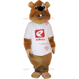 Mascote do castor com camiseta - Redbrokoly.com