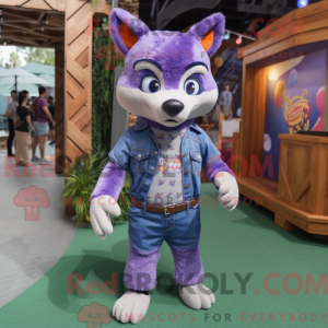 Purple Fox-mascottekostuum...