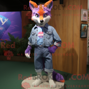 Purple Fox-mascottekostuum...