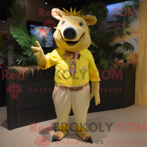 Gul vildsvin maskot kostume...