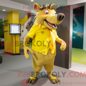 Gul vildsvin maskot kostume...