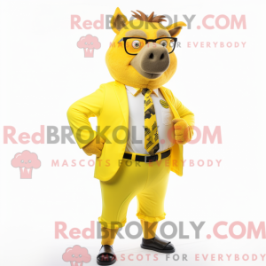 Gul vildsvin maskot kostume...