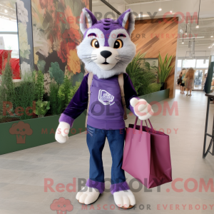Lilla Bobcat maskot kostume...