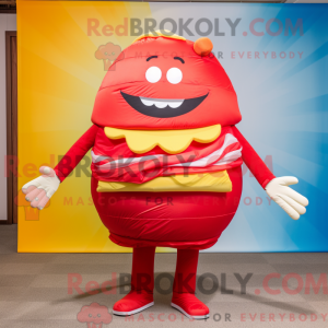 Rød hamburger maskot...