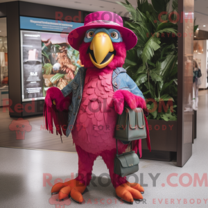 Magenta Ara mascottekostuum...