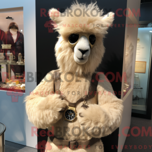 Beige Alpaca mascot costume...