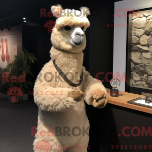 Beige Alpaca mascot costume...