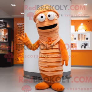 Orange Mummy mascot costume...