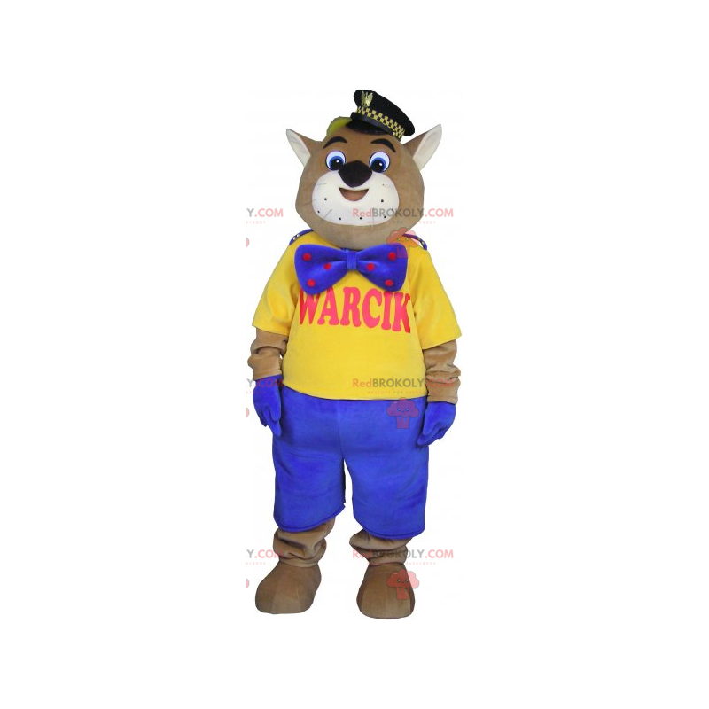 Maskot kočky s policejní čepicí a modrým motýlkem - Maskot kočky s policejní čepicí a modrým motýlkem -