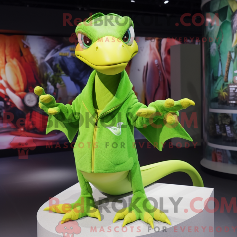 Fantasia de mascote de pterodáctilo verde-lima com moletom e broches - Mascotes pterodáctilos - REBROKO_286105 - RedBrokoly.com