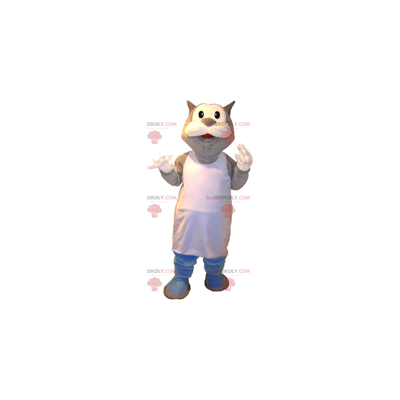 Cat mascot with white apron - Redbrokoly.com