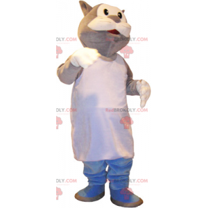 Mascotte de chat avec tablier blanc - Redbrokoly.com