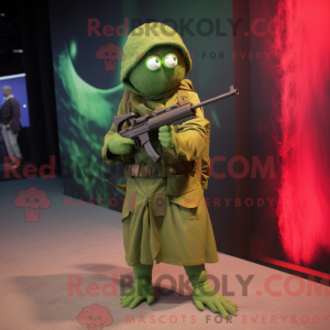 Grøn Sniper maskot kostume...