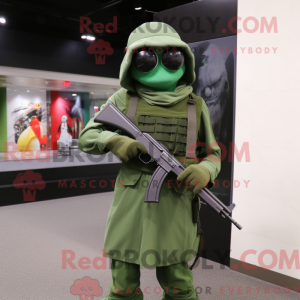 Grøn Sniper maskot kostume...