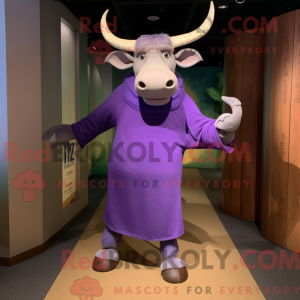 Purple Zebu mascot costume...