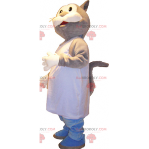 Mascotte de chat avec tablier blanc - Redbrokoly.com