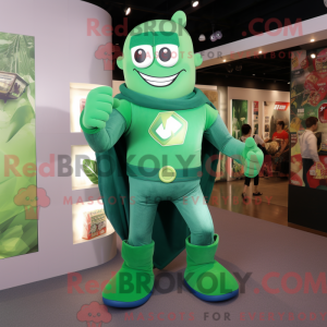 Green Superhero mascot...