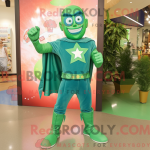 Green Superhero mascot...