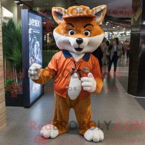 Fox-mascottekostuum gekleed...