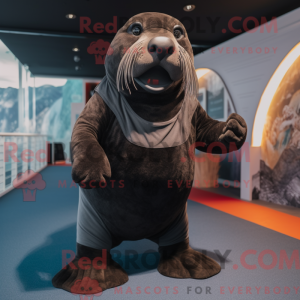 Black Walrus mascot costume...