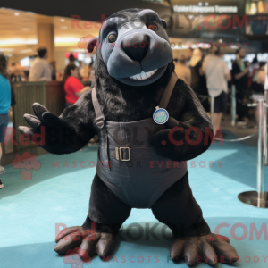 Black Walrus mascot costume...