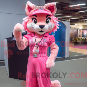 Pink Bobcat mascot costume...