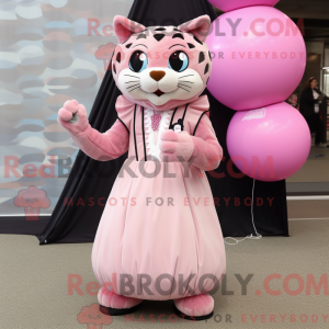 Roze Bobcat-mascottekostuum...