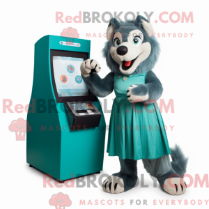 Teal Wolf-mascottekostuum...