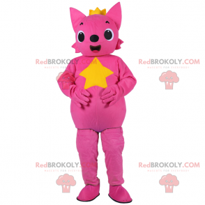 Pink kat maskot med stjerne - Redbrokoly.com