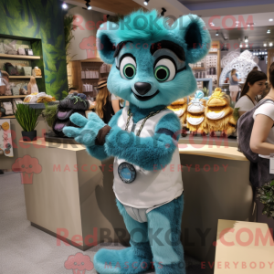 Turkis Lemur maskot drakt...