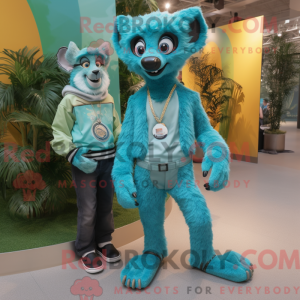 Turkis Lemur maskot kostume...
